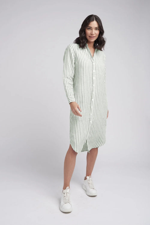 • 100% Linen • Yarn Dyed Stripe • Classic Fit • Top Patch Pocket • Shirt Maker Collar • Back Yoke • Back Action Pleat • 4 Hole Buttons • Front Buttoning • Long Sleeve with Roll up • Cuff and Sleeve Placket • Curved Hem Line