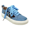 This great EOS summer sneaker with cut-outs in the leather for ventilation has beautiful linen laces and is available in this gorgeous blue.
