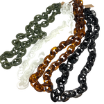 resin chain necklace in khaki, white, black and amber