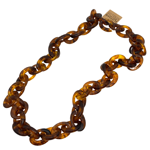 resin chain necklace in amber