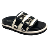 The ultimate lux slide from Hael and Jax.  With padded leather upper, quality hardware and leather moulded insole you'll love these two tone black and off white beauties. Velcroe closure for easy width adjustment too.