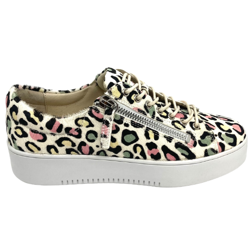 These are a fabulously fun little sneaker made from pony hide leather in a colourful leopard print! Made by Django & Juliette there's a zip for added convenience.