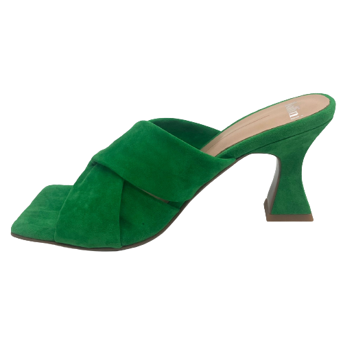 Green suede block on sale heels