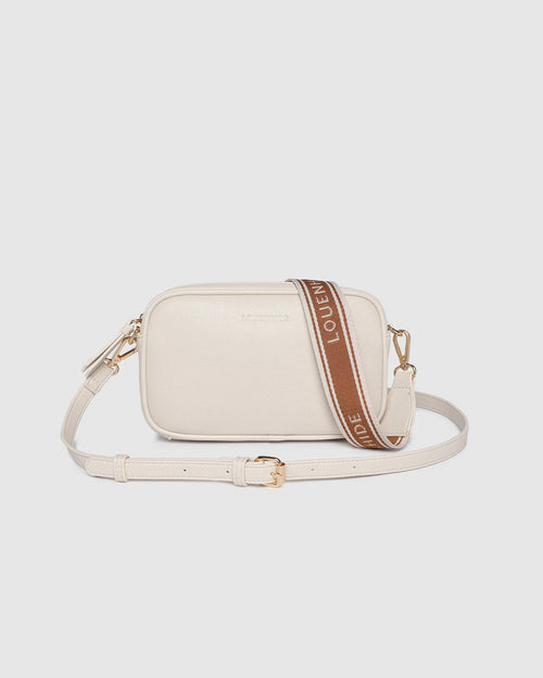 Internal Features	Zip Pocket, Slip Pocket
Internal Lining	Polyester Recycled Beige and White Stripe Logo 100% Lining
Crossbody Strap	Adjustable and Detachable 69-133cm Logo Webbing Strap
PU Strap	Adjustable and Detachable 110-124cm Vegan Leather Strap
Closure	Secure Zip
Body Material	Polyurethane Vegan Leather 100%
Hardware	Light Gold
Dimensions	W23 x H13 x D5cm
Weight	0.8kg