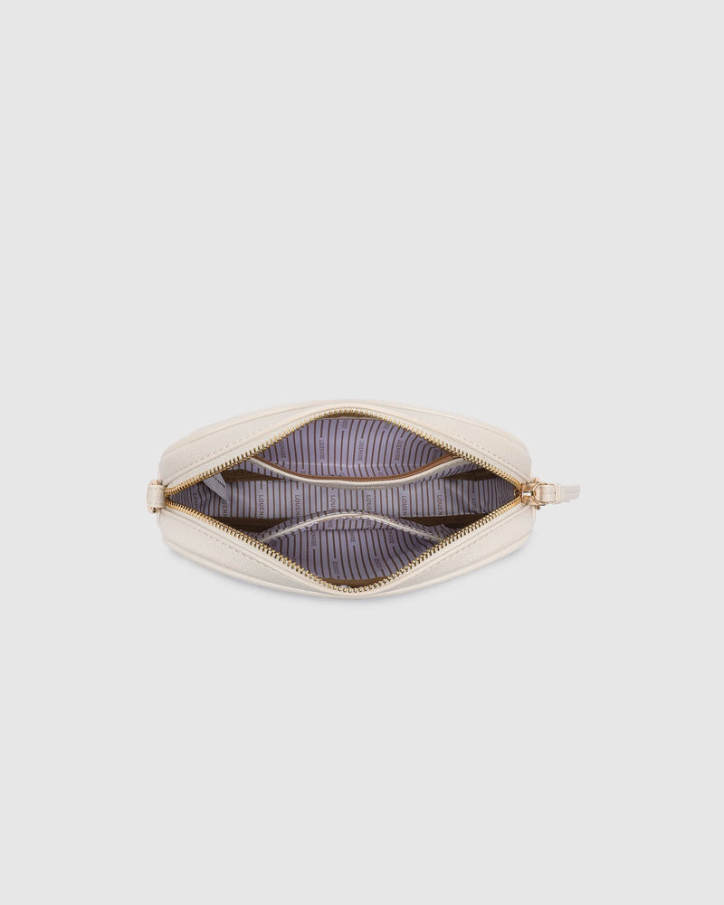 Internal Features	Zip Pocket, Slip Pocket
Internal Lining	Polyester Recycled Beige and White Stripe Logo 100% Lining
Crossbody Strap	Adjustable and Detachable 69-133cm Logo Webbing Strap
PU Strap	Adjustable and Detachable 110-124cm Vegan Leather Strap
Closure	Secure Zip
Body Material	Polyurethane Vegan Leather 100%
Hardware	Light Gold
Dimensions	W23 x H13 x D5cm
Weight	0.8kg