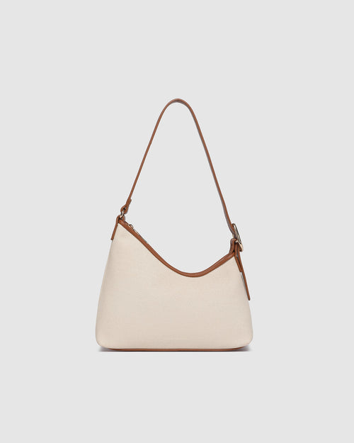Internal Features	Zip Pocket, Slip Pocket
Internal Lining	Polyester Recycled Beige and White Stripe Logo 100% Lining
Shoulder Strap	Adjustable and Non-Detachable 27-51.5cm Shoulder Strap with Extender
Closure	Secure Zip
Body Material	Canvas 100%
Hardware	Light Gold
Dimensions	W25.5 x H21 x D6cm
Weight	0.25kg
