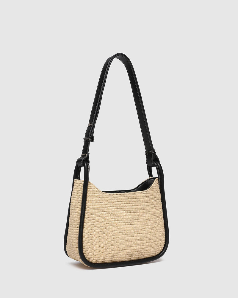 nternal Features	Zip Pocket, Slip Pocket
Internal Lining	Polyester Recycled Beige and White Stripe Logo 100% Lining
Shoulder Strap	Adjustable and Non-Detachable 63-145cm Shoulder Strap
Closure	Secure Zip
Body Material	Raffia 100%
Hardware	Light Gold
Dimensions	W22 x H19.5 x D11cm
Weight	0.562kg
