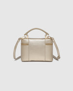 Internal Lining	Polyester Recycled Beige and White Stripe Logo 100% Lining
Handle Height	7cm
Shoulder Strap	Detachable 110cm Chain Strap
Crossbody Strap	Adjustable and Detachable 106-124.5cm Vegan Leather Strap
Closure	Secure Zip
Body Material	Polyurethane Vegan Leather 100%
Hardware	Light Gold
Dimensions	W17.3 x H12 x D6.5cm
Weight	0.35kg