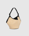 Taya Mini Tote  -  Raffia/Black   Raffia/Tan