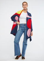A colourful cotton and cashmere blend of geometric shapes in this fun wrap from Zaket & Plover.  Colour  -  Denim multi