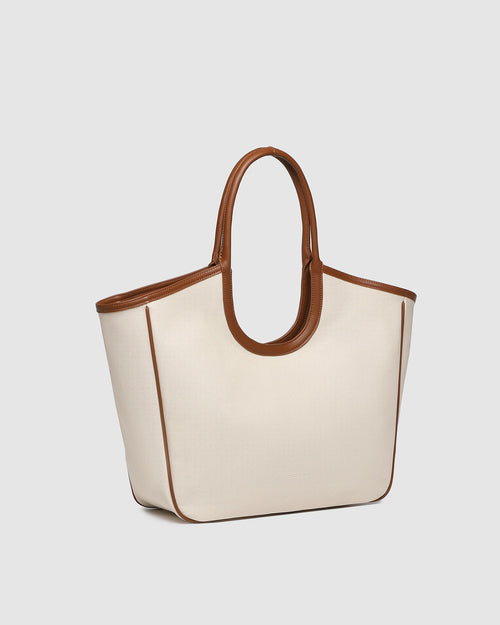 canvas and tan tote bag, Alexandra by Louenhide