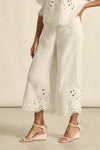 mbroidered with a delicate floral motif and finished with a scalloped hem, the apprise pant is a refined take on vacation dressing.&nbsp;

100% linen
bespoke embroidery with scalloped edge
cropped, wide-leg silhouette
high-waisted fit with side zip and clasp
elasticated back waistband for comfort
functional side pockets
designed to pair with the dawn top as a vacation-ready set