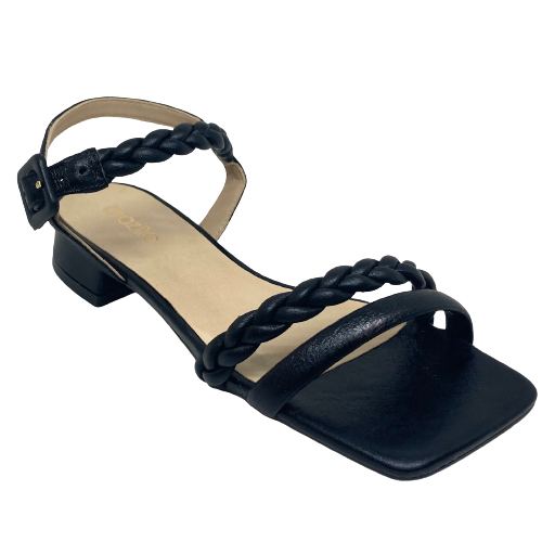 Here's little flat sandal to take you lots of places. The low heel, Y back sandal is simple yet not boring with it's plaited leather across the instep and toes. Made in Brazil.