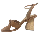 brazilio tan heel with ankle strap and cane look heel