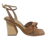 brazilio tan heel with ankle strap and cane look heel