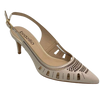 Here is a great trans seasonal heel that will effortlessly see you from the office to an occasion. The laser cut work not only creates interest but also allows for the leather to mould easily to your foot shape. The light beige colour is also a great neutral. Made in Brazil it boasts a 7cm slim heel.