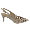 Here is a great trans seasonal heel that will effortlessly see you from the office to an occasion. The laser cut work not only creates interest but also allows for the leather to mould easily to your foot shape. The light beige colour is also a great neutral. Made in Brazil it boasts a 7cm slim heel.