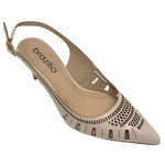 Here is a great trans seasonal heel that will effortlessly see you from the office to an occasion. The laser cut work not only creates interest but also allows for the leather to mould easily to your foot shape. The light beige colour is also a great neutral. Made in Brazil it boasts a 7cm slim heel.