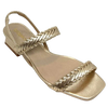 A&nbsp; simple elegant mid heeled sandal will take you to lots of occasions especially if it's in a soft gold leather. Made in Brazil it sports an interestingly shaped 4.5cm heel.