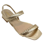 A&nbsp; simple elegant mid heeled sandal will take you to lots of occasions especially if it's in a soft gold leather. Made in Brazil it sports an interestingly shaped 4.5cm heel.