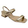 A&nbsp; simple elegant mid heeled sandal will take you to lots of occasions especially if it's in a soft gold leather. Made in Brazil it sports an interestingly shaped 4.5cm heel.