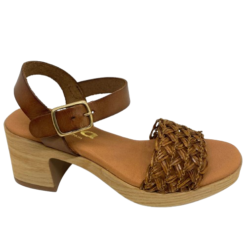 zeta tan leather and raffia platform sandal