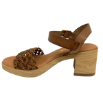 zeta tan leather and raffia platform sandal