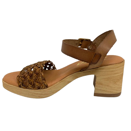 zeta tan leather and raffia platform sandal
