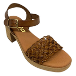 zeta tan leather and raffia platform sandal
