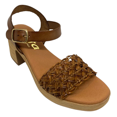 zeta tan leather and raffia platform sandal
