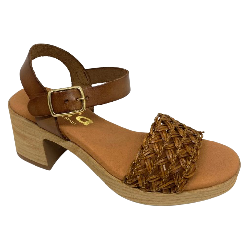 zeta tan leather and raffia platform sandal