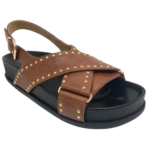 Here is a super comfy and super cool looking sandal from Mollini. The black moulded footbed with great arch support is a pleasure to wear. The upper also offers good support and comfort. The gold stud trim to the straps adds an extra level of style.