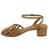 Made in Brazil this little sandal with it's basket front is a great choice if you're not exactly wanting a sandal but still wanting an open look shoe. It has an interestingly shaped block heel which is 5cm in height and a narrow strap around the ankle.