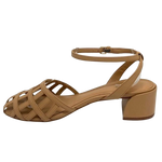 Made in Brazil this little sandal with it's basket front is a great choice if you're not exactly wanting a sandal but still wanting an open look shoe. It has an interestingly shaped block heel which is 5cm in height and a narrow strap around the ankle.