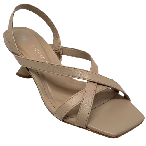 carrano strappy nude sandal with 7cm curved heel.