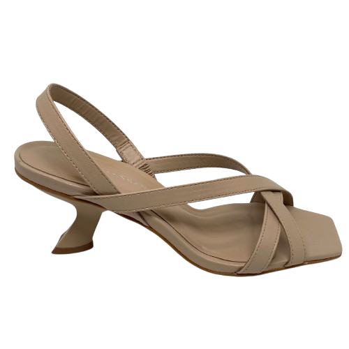 carrano strappy nude sandal with 7cm curved heel.