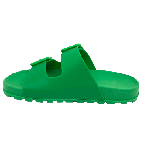 These fun PVC little slides are made in Brazil and are perfect for our hot, wet summer months. Super comfy, these are bound to become your new "go to's". Available in bright green and bright fuchsia pink.