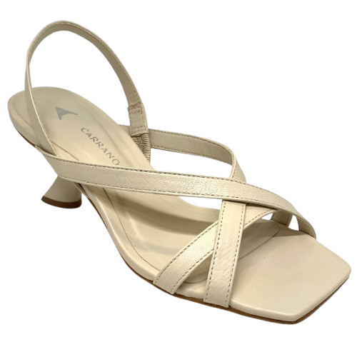 carrano strappy vanilla sandal with 7cm curved heel.