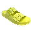 These fun PVC little slides are made in Brazil and are perfect for our hot, wet summer months. Super comfy, these are bound to become your new "go to's". Available in bright green, bright fuchsia pink, yellow and blue.