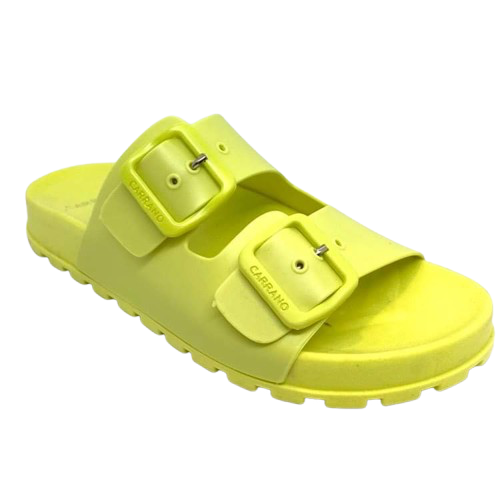 These fun PVC little slides are made in Brazil and are perfect for our hot, wet summer months. Super comfy, these are bound to become your new "go to's". Available in bright green, bright fuchsia pink, yellow and blue.