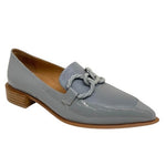 patent and kid leather loafer with chain detail and stacked heel., django and juliette elgin denim