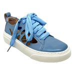 This great EOS summer sneaker with cut-outs in the leather for ventilation has beautiful linen laces and is available in this gorgeous blue.