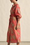 crafted in pure linen, it pairs tailored notes with natural flow—ideal for warm weather and versatile wear.
• 100% lightweight linen for breathability
• rounded high stand collar with shell button detail
• 3/4 blouson sleeve with elastic cuff
• wide self-tie belt offers versatile shaping
• relaxed silhouette with side split for ease of movement
• effortless for daywear, polished for occasion