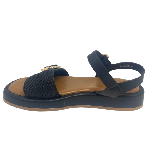 granada black sandal, PU, Los Cabos, adjustable front