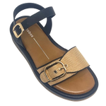 granada sandal caramel, PU, buckle front, los cabos