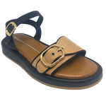 granada sandal caramel, PU, buckle front, los cabos