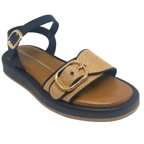 granada sandal caramel, PU, buckle front, los cabos