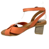A comfortably padded summer sandal with good shape and support around the toes, an ankle strap and an interestingly square shaped heel in a medium height of 6cm.