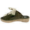 Made in Spain by Juncal Aguirre this suede espadrille slide has an adjustable front made possible by a wide flat lacing over the instep. The leather comes well back on the foot giving good support.