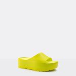 Made in Portugal from recycled and recyclable materials using renewable energy these fun slides are on a 5cm platform with a wide strap across the front of the foot. A fabulous and comfortable addition to your summer! 
